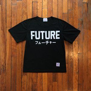 Rare IMOOK IMK Japanese Designer Women Black Spell Out Future Double Side TShirt